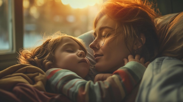 madre y hijo en el sol