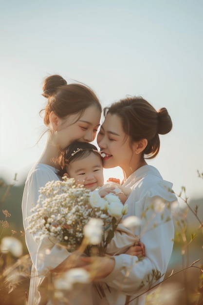 Madre y el hijo de su familia momento feliz