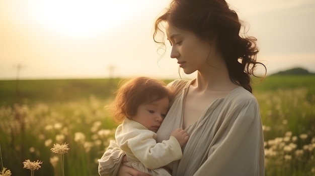 madre joven y bebé