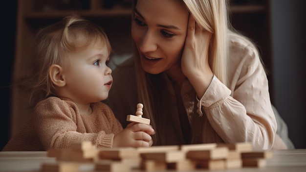 Una madre jugando con su bebé