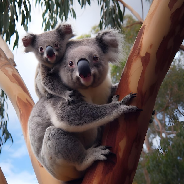 madre koala con su bebé