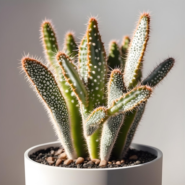 madre de miles cactus en una olla en un fondo gris primer plano IA generativa