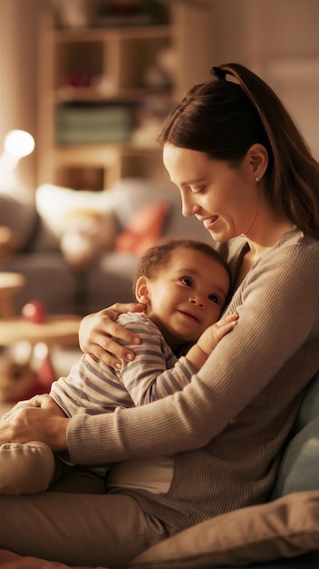 Madre con un niño pequeño en hme