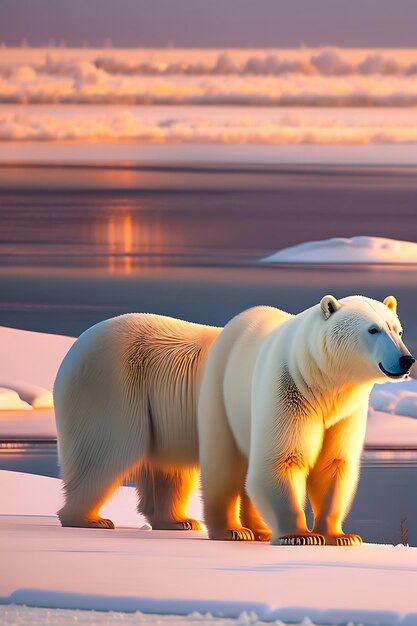 Madre osa polar con sus cachorros