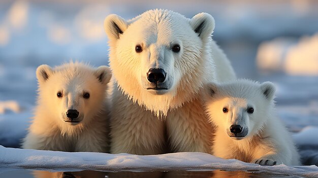 Madre osa polar con sus cachorros