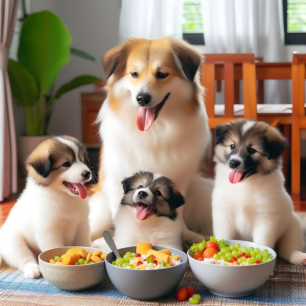 Una madre perro con su familia generada por la IA