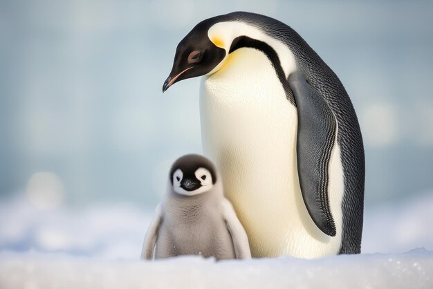 La madre pingüino con su cría IA generativa