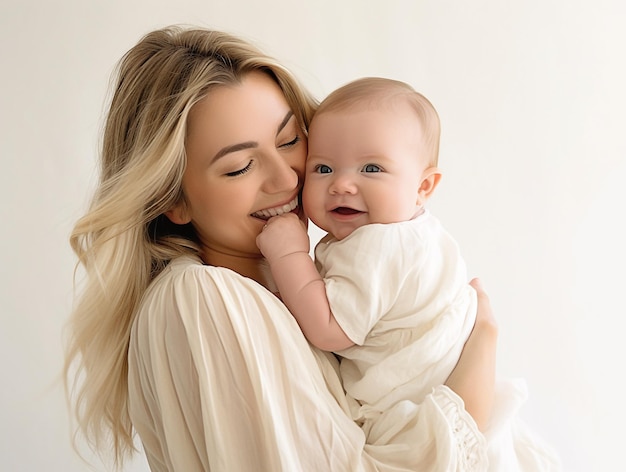 Madre sosteniendo a su hijo Foto de primer plano Generado por IA