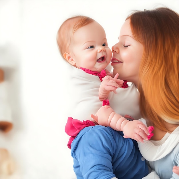 La madre sostiene al bebé