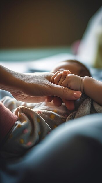 Una madre sostiene a su bebé en brazos.