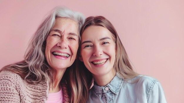 Foto madres y hijas afectuosas juntas en el día de la madre