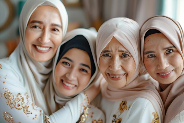 Madres y hijas musulmanas felices juntas para la celebración del Día de la Madre