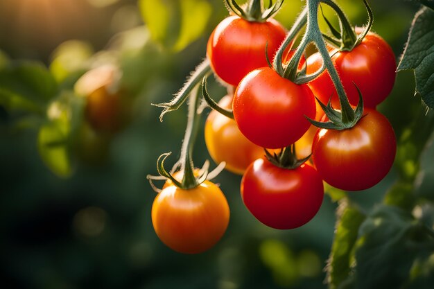 el maduración de los tomates cereza en el jardín