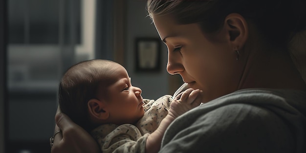 mãe abraça bebê no hospital dia das mães