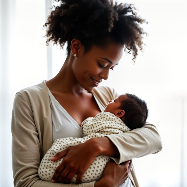 Foto mãe afro-americana segura carinhosamente o recém-nascido mãe e bebê compartilham um momento de ternura caress
