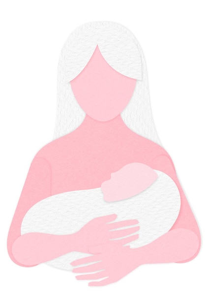 Mãe de artesanato de papel segurando um elemento de design de personagem recém-nascido