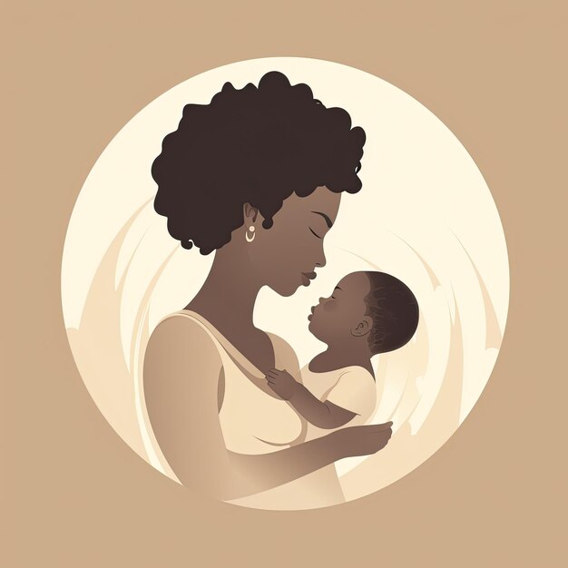 Mãe do logotipo e seu bebê ilustração de estilo minimalista plana