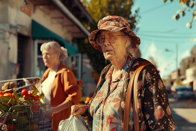 Mãe e avó a ir a um mercado de pulgas.