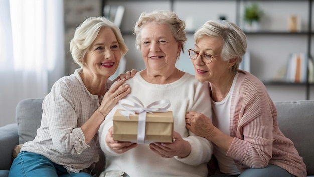 Mãe e avó com presentes.