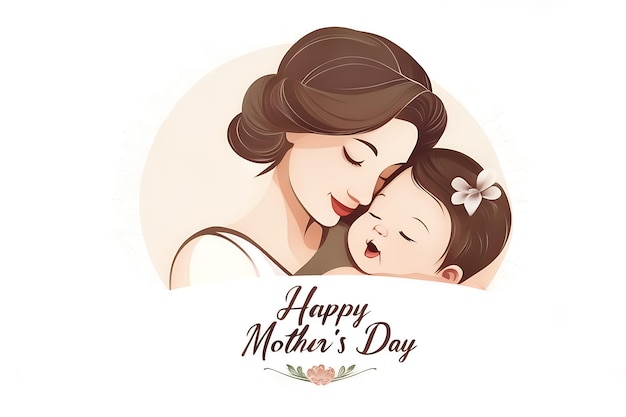 mãe e bebê para o design do Dia das Mães com feliz Dia das Mãs isolado em fundo branco