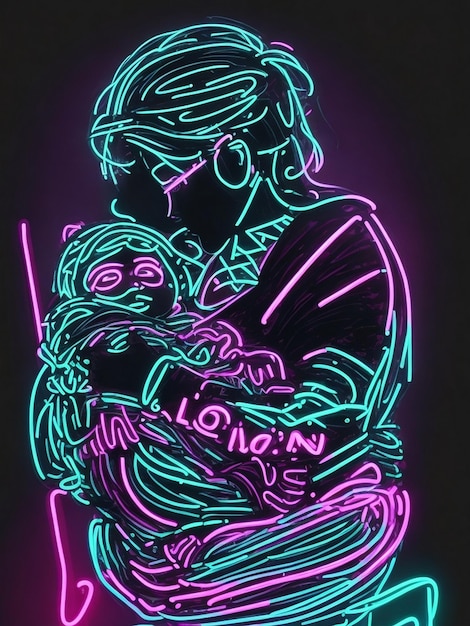 mãe e bebê símbolo vetorial estilizado mãe abraça seu modelo de logotipo de filho