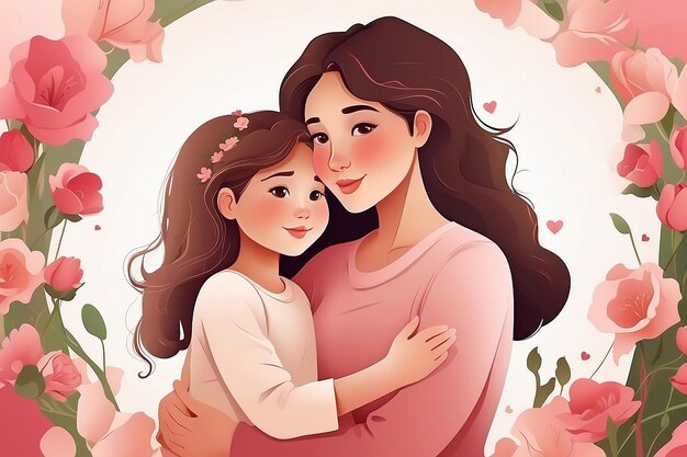 Mãe e filha dia das mães ilustração de fundo