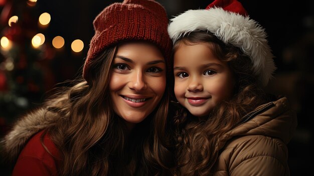 Foto mãe e filha na rua no natal