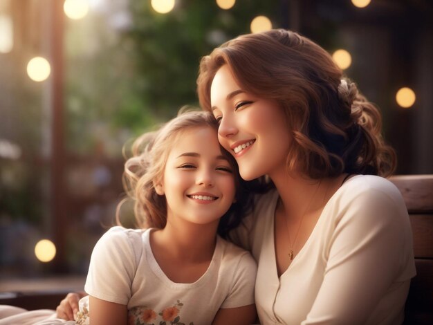 Foto mãe e filha sorrindo