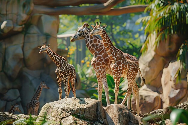 Mãe e pai tendo um dia de família no zoológico o