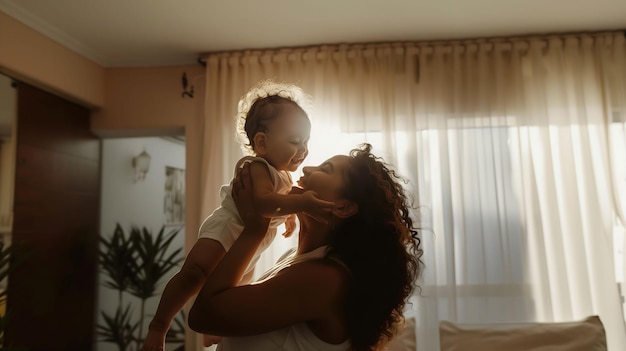 Mae e seu bebe compartilham um momento de carinho (El momento de su bebé)