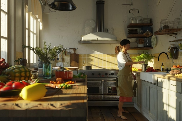 Mãe recebendo uma aula de culinária virtual surpresa