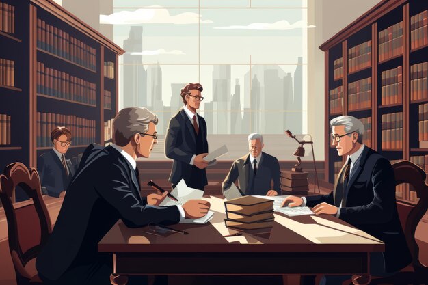 Mächtige Geschäftsabkommen Anwälte überwachen die Unterzeichnung von Dokumenten durch Geschäftsleute