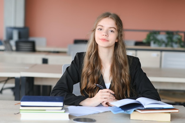 Mädchen am Schreibtisch in der Schule