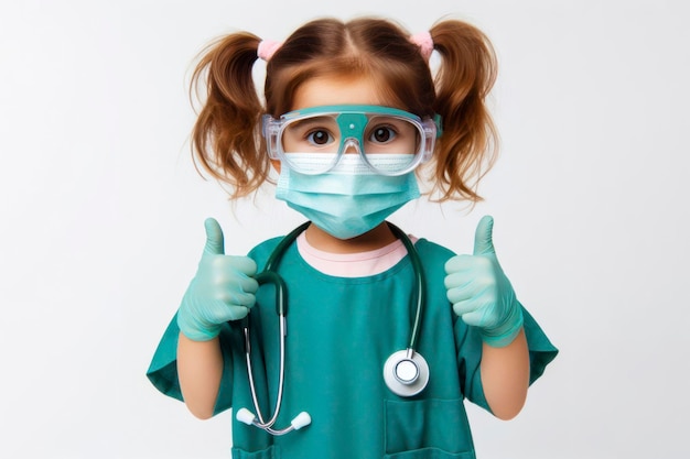 Mädchen Chirurg Arzt isoliert auf weißem Hintergrund