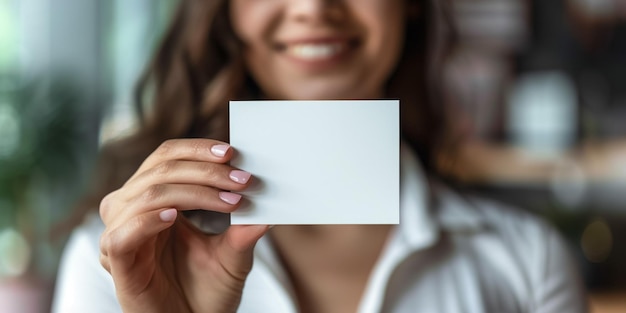 Mädchen, das eine Geschenkkarte hält Junge schöne Frau, die einen Copy-Raum auf einem leeren, leeren Schild oder auf einer Gabe-Karte zeigt, die auf blauem Hintergrund isoliert ist