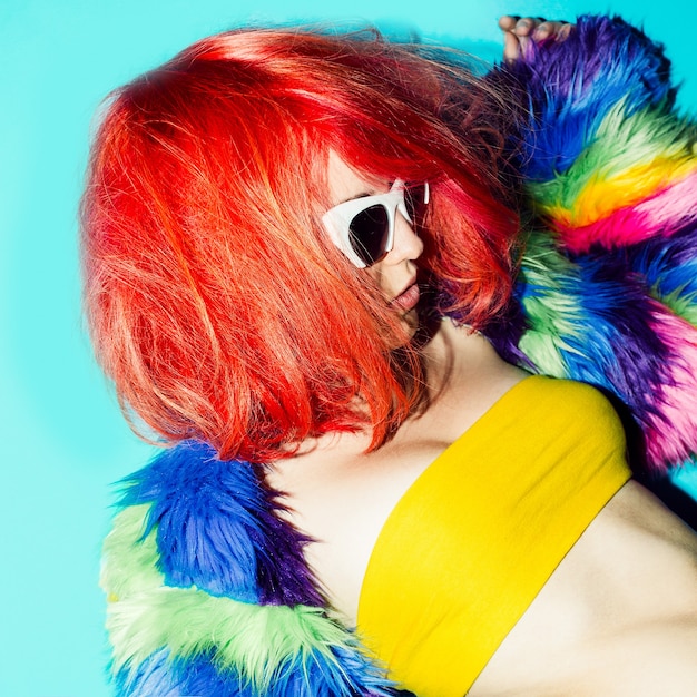 Mädchen Disco Style Rote Haare