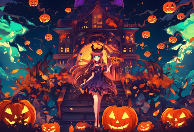 Mädchen-Halloween-Anime