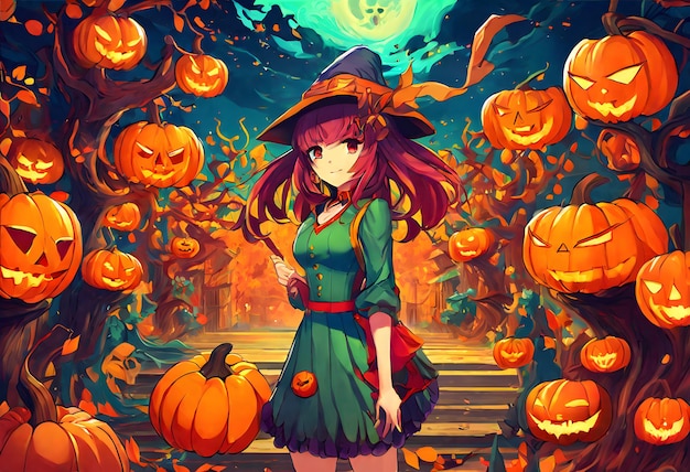 Mädchen-Halloween-Anime