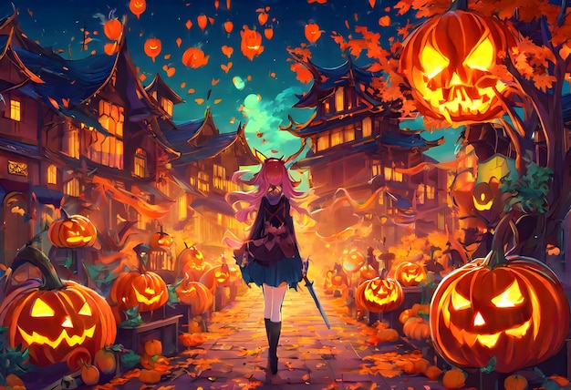 Mädchen-Halloween-Anime