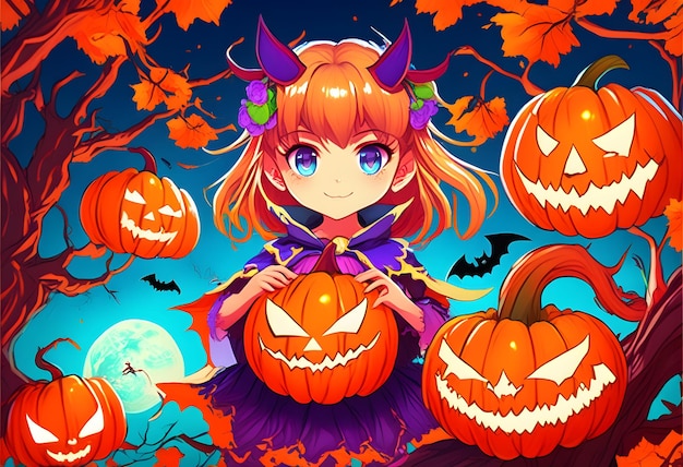 Mädchen-Halloween-Anime