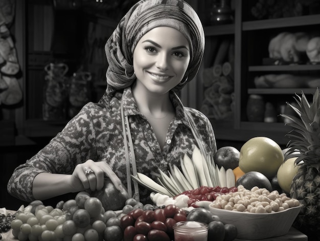 Mädchen kocht Essen HD 8K-Hintergrundbild Stockfoto