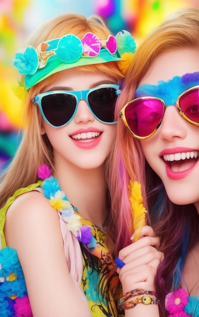 Mädchen mit bunten Augen, Sonnenbrille auf einer Party-Nacht