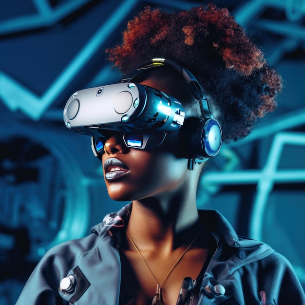 Mädchen mit VR-Brille Illustration AI GenerativexA