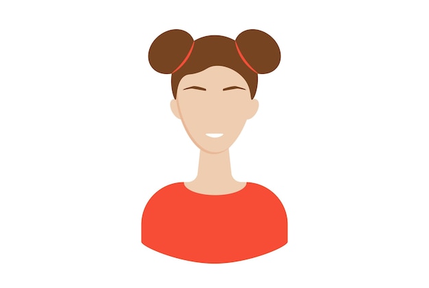 Mädchen mit zwei Brötchen Avatar-Symbol Charakter Web-Symbol Person App-Zeichen