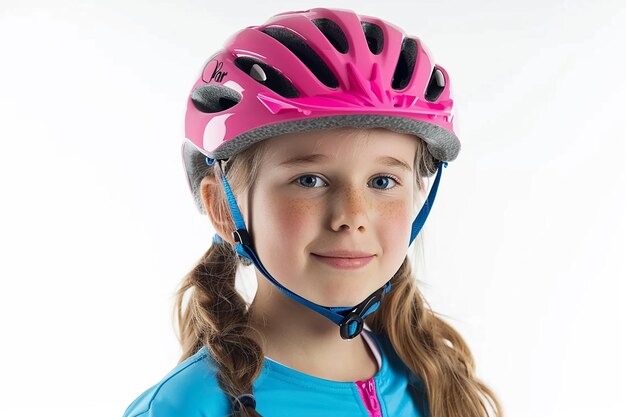 Mädchen trägt einen Sporthelm beim Radfahren und Skateboarden