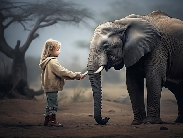 Mädchen und Elefant