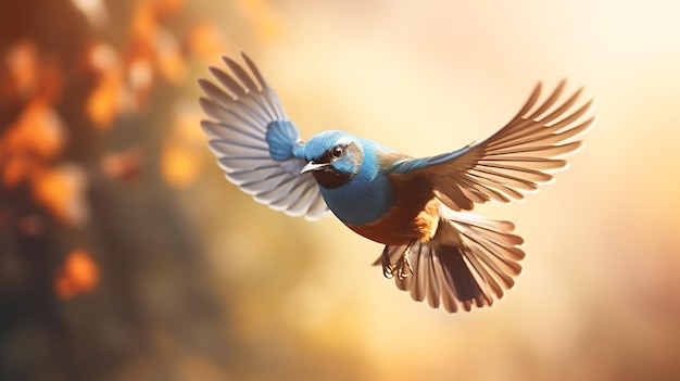 Männchen des Eastern Bluebird Sialia sialis im Flug