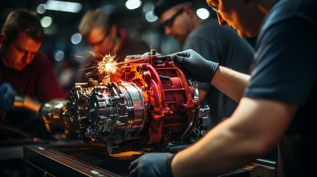 Männer bei der Reparatur von Motoren