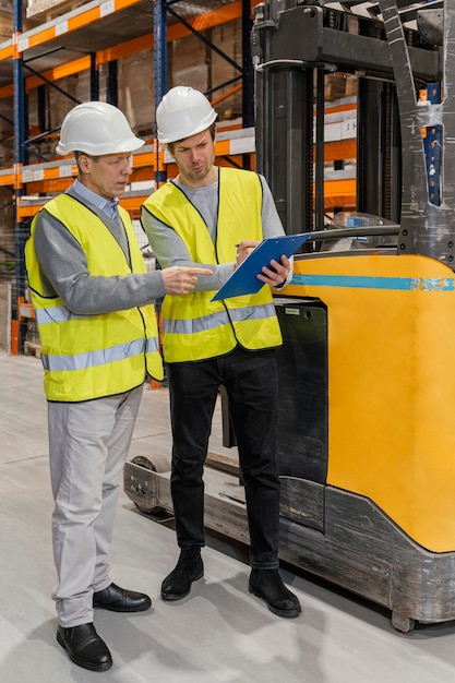 Foto männer im lager arbeiten