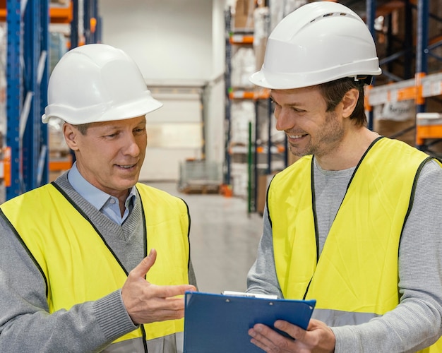 Foto männer im lager arbeiten